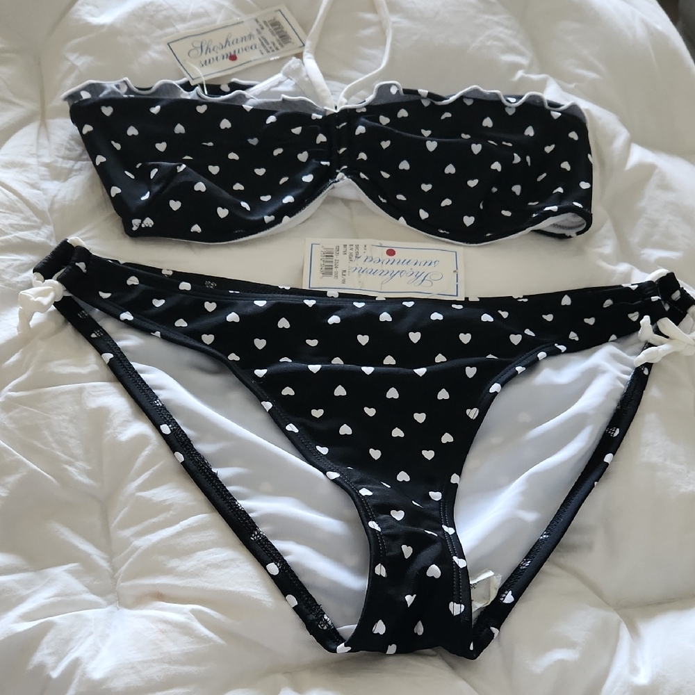 Shoshanna Black Heart Bikini Set